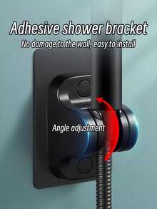 1 Set(Black Showerhead + Hose + Base),Handheld High-Pressure Shower Head Set - 5 Adjustable Modes - Self-Cleaning - Matte Black Finish, Suitable For Modern Bathrooms - Shower Set - View 10