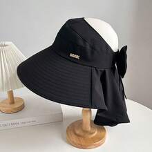 1pc New Large Brim Sun Hat For Women, Face & Neck Protection, UV Blocking, Bowknot Decor Bucket Hat,Accsesories - Multicolor - View 14