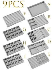 9件装高品质可叠放天鹅绒首饰托盘 - 无绒 - 耐用 - 优雅可叠放首饰托盘/支架抽屉式收纳盒，适用于耳环、戒指、项链及其他首饰 - 时尚收纳您的首饰 - 彩色 - 查看 24