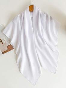 1条简约纯色轻薄透气110厘米雪纺方巾，女士时尚百搭头巾，夏季轻薄防晒颈巾 - 漂白 - 查看 6