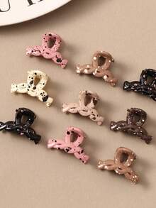 10/20/30pcs Retro Splatter Twist Small Hair Claw Clips, Cute Minimalist Hair Claw Bangs Clamp For Women - Multicolor - View 5