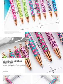 New Arrival Hot Stamping Ballpoint Pen, Creative Cute Girl Leopard Print Design, Pressurized Metal Body, Multi-Color Refill 1.0mm, Leopard Print Series - Multicolor - View 9