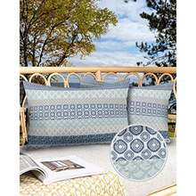 Juego de 2 fundas de almohada impermeables al aire última intervensión juego de 2 fundas de almohada lumbares de rayas bohemias azules de 20 x 12 pulgadas estilo bohemio fundas de cojín decorativas - Boho azul - Ver 3