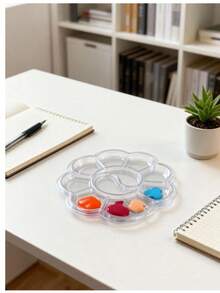 1/10/50 piezas Paletas de pintura de plástico blanco transparente, bandejas de mezcla de pintura ligeras y portátiles. Herramientas de pintura confiables, adecuadas para estudiantes y artistas, perfectas para el aula, el estudio, la creación de arte DIY diaria y regalos de regreso a la escuela. - Multicolor - Ver 4