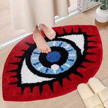 1pc Red Eye-Shaped Plush Rug, Faux Wool, Thickened Carpet, Thick Rug, Furry Carpet, Autumn/Winter Rug, Decorative Carpet, Bedroom Decor, Small Rug, Carpet, Home Decor, Living Room Carpet, Small Living Room Rug, Bedroom Rug, Living Room Home Decor, Outdoor Rug, Washable Carpet - Multicolor - View 3