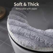 Toilet Seat Cover, Warm Toilet Cushion Suitable For All Seasons, Soft And Thick Bathroom Fabric, Washable And Comfortable, Reusable With Zipper Design - Multicolor - View 4