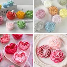 5件套牡丹玫瑰硅胶蜡烛模具套装 - 3D花朵造型模具，适用于手工皂、树脂艺术品和蜡烛制作 - 花 - 查看 7