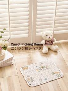 Cute Cartoon Pet Mat, Rabbit & Carrot Print Quilted Dog Cat Bed Mat, Four Seasons Universal Breathable Pet Pad, Soft Washable Pet Crate Mat For Small Medium Dogs Cats, Ideal For Sofa, Floor & Pet Carrier Use, Available In 4 Sizes (1kg/5kg/15kg) - Multicolor - View 4