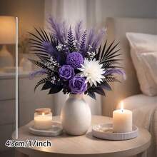 1 Bouquet Containing Night Purple Rose, Jade White Chrysanthemum, Smoky Purple Velvet Grass, Ink Black Long Leaf, Delicate Star Flower Branches, Dark Patterned Leaf Branches, Overall Purple-Black-White Cool-Toned Design With Rich Layers And Natural Aesthetics - Purple - View 2