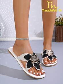 Sandalias de mujer, zapatos de moda para damas, pantuflas planas elegantes blancas - Blanco - Ver 9