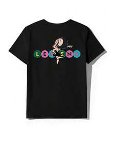 Whysmera SHEIN X Betty Boop 这款女式T恤，展现了合作设计的时尚可爱风格，是夏季衣橱的必备单品。 - 黑色 - 查看 4