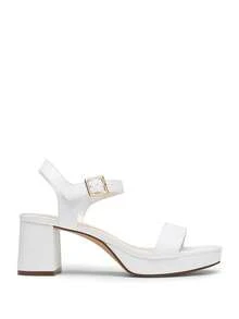 Comfortable Platform Chunky Low Heeled Sandals For Teenagers, Open Toe Buckle Decor Ankle Strap Summer Sandals - trắng - Xem 5