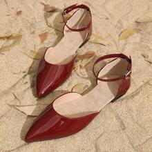 Giày bệt mũi nhọn khoét lỗ dành cho nữ - Màu Đỏ Sâu - Xem 17