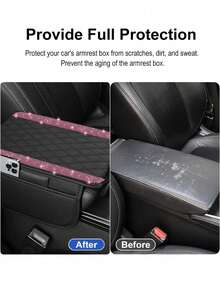1 Piece Of Bright-Faced Car Center Console Protective Cover, Leather Material, With 2 Storage Bags, Universal Car Armrest Protection Storage Box, Bright-Faced Interior Accessories, Suitable For Most Models - A - View 5