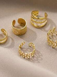 5件套时尚百搭C形夹式耳环套装，无需耳洞即可佩戴，礼品装 - 五件套耳骨夾 - 查看 3