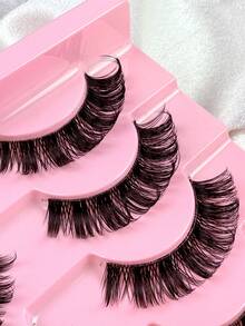 10 pares de pestañas postizas de estilo ruso D Curl con aspecto natural, esponjosas y de falso visón. Pestañas voluminosas y rizadas que dan un aspecto de ojos levantados y foxy. Maquillaje de ojos con pestañas postizas. - Negro - Ver 7