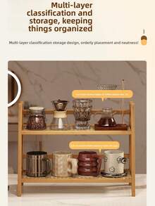 1pc Desktop Kitchen Organizer Rack, Spice Rack, Double-Layer Desk Organizer, Suitable For Office, Kitchen, Cup Holder, Christmas, Winter, Kitchen - Multicolor - View 7