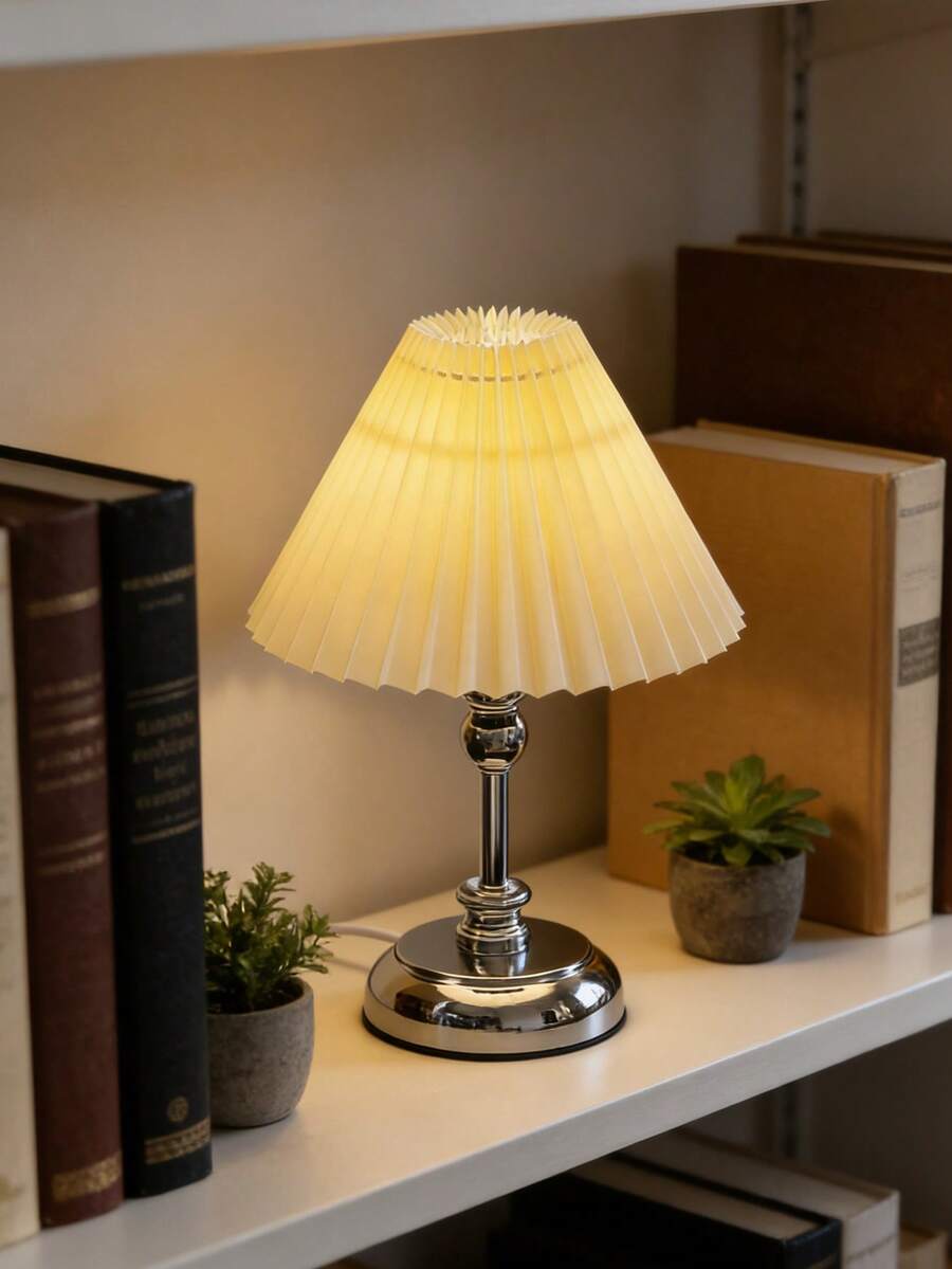 1pc USB Powered Warm Light Desk Lamp, Modern Retro Innovative Atmosphere Minimalist Decor Lamp, Suitable For Bedroom Bedside, Room Tabletop - Silver - View 1