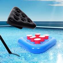 1/2pcs Blue 6-Hole Floating Triangle Drink Holder, Swimming Pool Floats, Desktop Bar Tray, Summer Party Decor, Beach Essential, Beach Essentials, Pool Float - Cup Holder - View 10