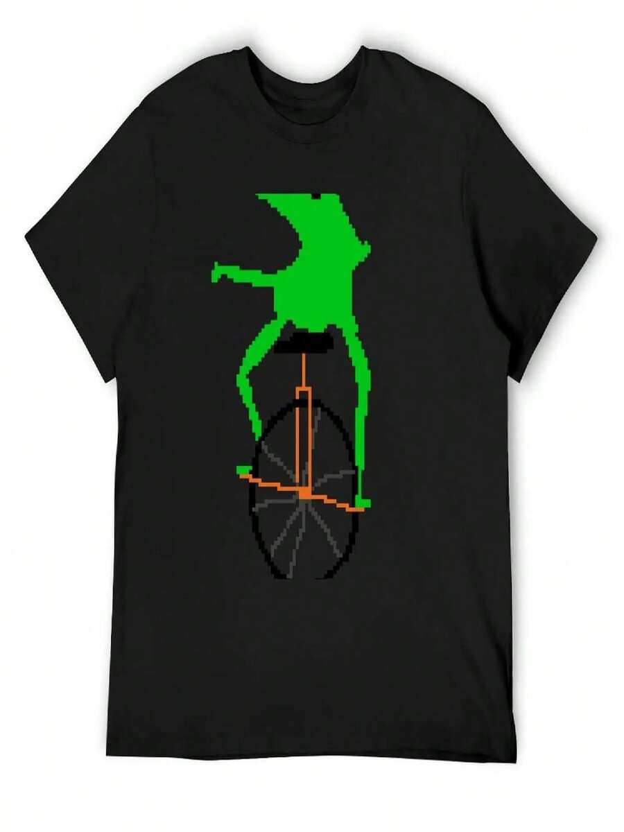 Dat  Pixel Meme T-Shirt Oversized Graphic Tee Essential T Shirt Men Workout Shirt - 黑色 - 查看 1
