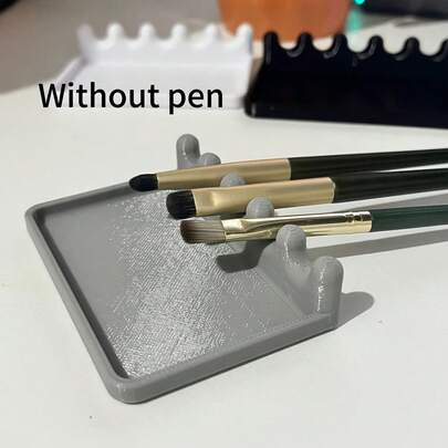 1pc Portable Brush Holder With Drip Tray, Front Tray Design For Easy Cleaning To Prevent Desk Stains, Convenient To Carry, Space-Saving, Suitable For Watercolor, Acrylic, Oil Painting Brushes, Portable Brush Organizer, Art Studio Supplies