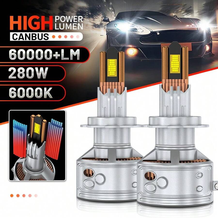 HYNBYZJ 2pcs H4 H7 LED Headlight H1 H11 9005 HB3 9006 HB4 280000LM 9054 CSP Canbus 32 Copper Tube Car Lamp Turbo Fog Lamp 6000K 12V 24V - A - View 1