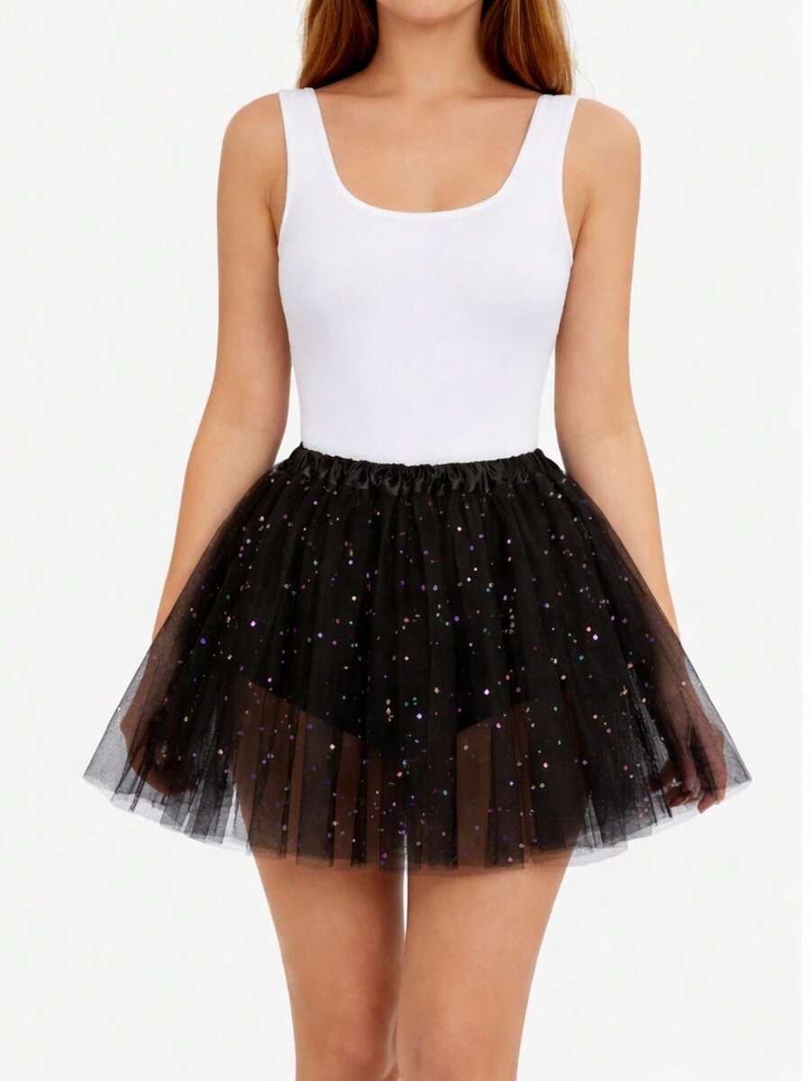 Carnival Tulle Skirt - Black - View 1