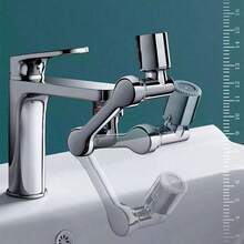 1pc Universal Rotatable Faucet Extender With 1080° Rotation - Anti-Splash Aerator, Water-Saving Faucet Nozzle, Durable Full Metal Structure, Easy Installation And Space-Saving Design - Silver - View 7