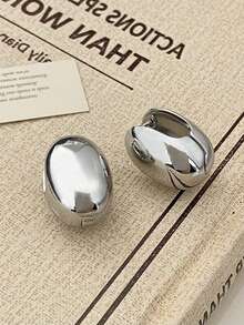 HOTNICE 1 Đôi bông tai hình giọt nước tối giản, thiết kế mới đa năng dành cho nữ, thanh lịch, phù hợp để đeo hàng ngày. - Bạc - Xem 2