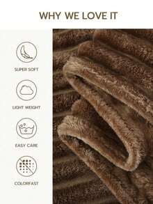 1pc Deep Coffee Striped Throw Blanket, Soft & Cozy Fleece Blanket, Suitable For Bedroom, Living Room, All Seasons, Machine Washable - Coffee Brown - View 2
