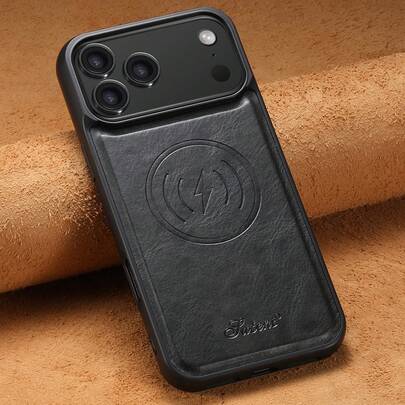  Étui de téléphone en cuir synthétique de luxe huilé et ciré SUTENI pour iPhone 17 Pro Max 16 Plus 15 14 13 12. Cadeau de vacances pour les unisexes, les proches et les aînés