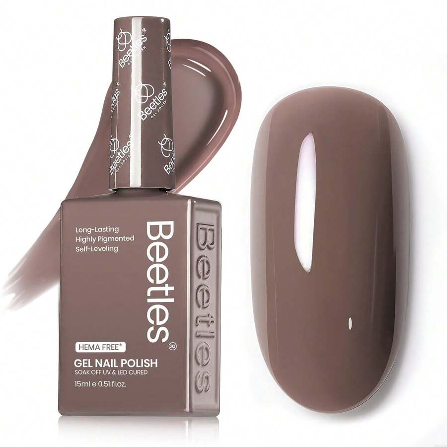 Beetles 15ml Hema Free Black Gel Polish – Silent Charm Audrey Color Long-Lasting Soak Off UV LED Glossy Manicure DIY Nail Art - 15Ml Hema-free Latte Routine - 查看 1