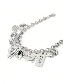 1pc Personalized Letter, Heart, Charm Bracelet Women Valentines DS3M - 古董銀 2 - 查看 9
