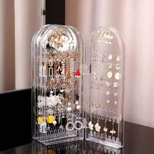 Folding Earrings Studs Display Rack Necklace Jewelry Shelf Stand Holder Panels Screen Organizer Storage Box - Multicolor - View 3