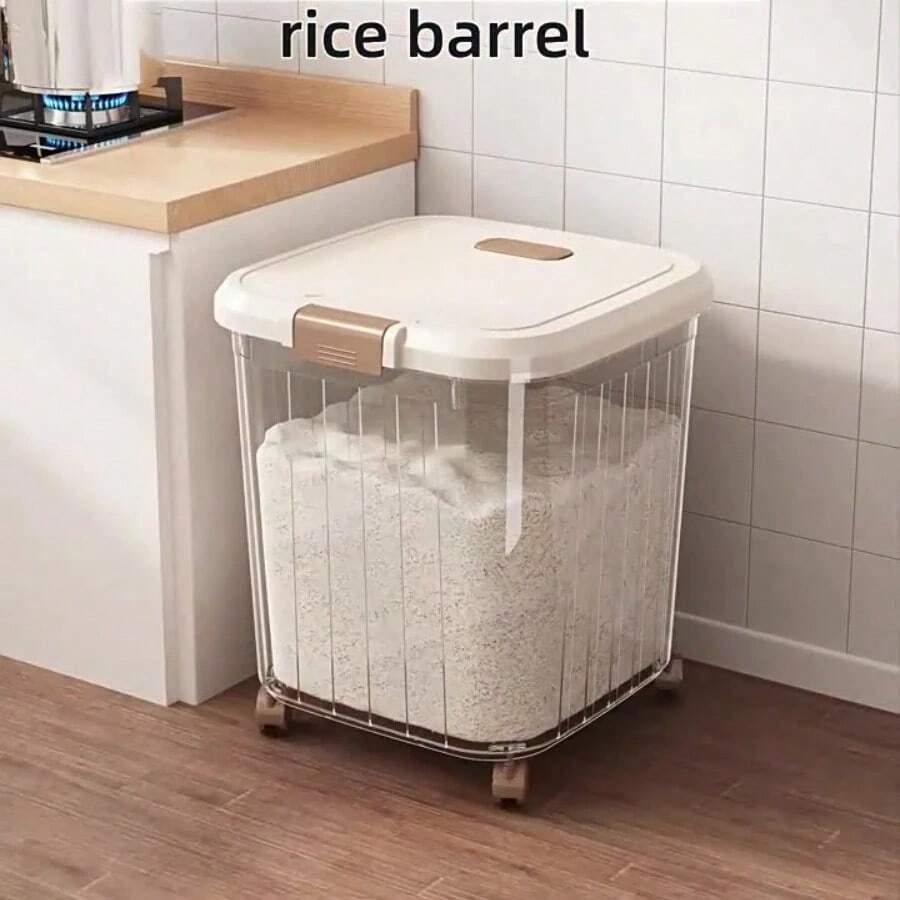 Recipiente hermético de gran capacidad para almacenar alimento de mascotas (sin ruedas) | Tapa abatible, transparente, a prueba de humedad y de insectos, adecuado para alimento de mascotas en el hogar - Multicolor - Ver 1