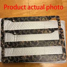 2-Piece Gold Glitter Leopard Print License Plate Frame - Aluminum Material, Rust-Proof/Loose-Proof/Weatherproof | US Standard Size, Includes Mounting Hardware, Easy To Install | Stylish Car Cover, Durable Vehicle Mount, Suitable For All Vehicles - Brown - View 7
