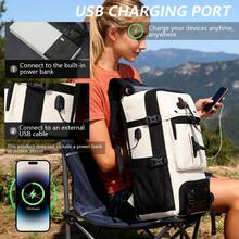 YSTYLE 易捷航空手提行李背包 52x32x17厘米/57x30x20厘米/63x35x23厘米 男女通用登機箱包 15.6英寸筆記型電腦背包 帶USB充電器 徒步旅行背包 - 米白黑 - 查看 3