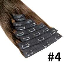 Hair Extensions Human Hair Chocolate Brown #4 Remy Human Hair Extensions Clip In Natural Hair Extensions Straight Hair Extensions - S4 - View 4