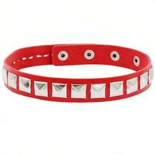 1PC Bridal Stud Choker Necklace In PU Leather, European And American Fashion Street Style Punk Gothic Harajuku Stud Collar Necklace, Suitable As A Gift For Friends And Sisters, Available In Multiple Colors: Black/White/Blue/Brown - Màu tím - Xem 2