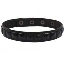 1PC Bridal Stud Choker Necklace In PU Leather, European And American Fashion Street Style Punk Gothic Harajuku Stud Collar Necklace, Suitable As A Gift For Friends And Sisters, Available In Multiple Colors: Black/White/Blue/Brown - Màu tím - Xem 10