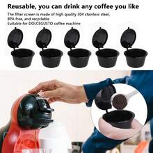 5Pcs 50ml Coffee Capsule Reusable Coffee Filter Cup With Spoon For DOLCE Coffee MachineBlack,Coffee Service Coffee Accessories - View 1