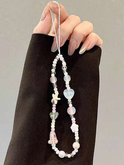 1 Piece Of Heart-Shaped Starfish Shell Summer Phone Hanger, Suitable For Bags, Keychains, Camera Accessories To Prevent Loss