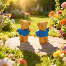 Mini Bear Sculpture - Cute Cartoon Blue Shirt Bear, Multifunctional Adorable Decor Suitable For Car Dashboard, Desktop, Garden And DIY Crafts, Lovely Mini Bear Decorative Gift - Multicolor - View 3