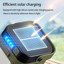 Luz de emergencia multifunción, lámpara de tienda de campaña recargable por energía solar/USB, linterna portátil para acampada con 6 modos, con gancho y indicador de nivel de batería, ajustable para uso doméstico, adecuada para senderismo, pesca, reparaciones - 1 pieza - Ver 10