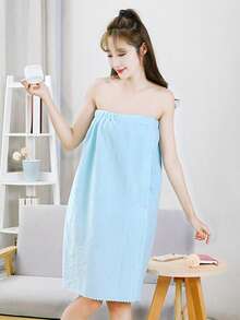 1pc Women's Super Soft Adjustable Bathrobe, Can Also Be Used As A Bath Towel Dress. Quick Absorbent And Warm After Bathing, Comfortable And Breathable For Sauna Etc. Lightweight And Portable, Prevents Exposure. Loose Design With Adjustable Fit, Suitable For Different Body Types And Styles. - Multicolor - View 4