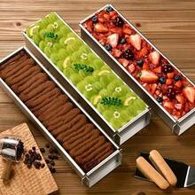 3pcs Set [1 Mold + 2 Cake Spatulas] Rectangular Tiramisu Cake Tray Mold And Accessories Set, Lightweight Dessert Tools With Stable Base - Essential For Tiramisu, Cheesecake And Mousse Cake, Perfect For Bakers And Home Baking Enthusiasts, Please Note The Marked Dimensions - Multicolor - View 1