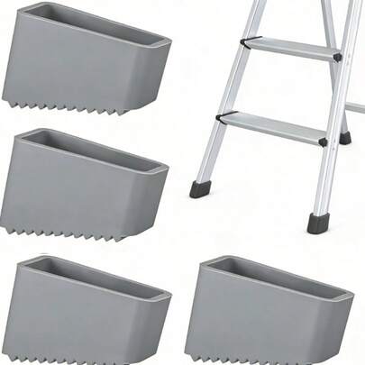 2/4pcs Heavy-Duty Non-Slip Rubber Ladder Feet - Universal Replacement Safety Grip Caps For Extension Ladders, Durable Home & Industrial Use, Grey, Ladder Safety Accessories, Textured Grip Surface, Secure Fit Design