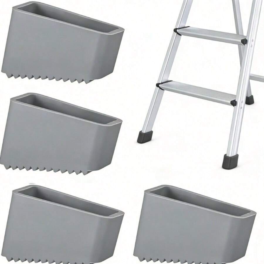 2/4pcs Heavy-Duty Non-Slip Rubber Ladder Feet - Universal Replacement Safety Grip Caps For Extension Ladders, Durable Home & Industrial Use, Grey, Ladder Safety Accessories, Textured Grip Surface, Secure Fit Design