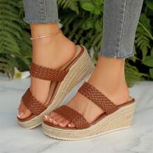 Wedges Heels Platform Sandals Womens Wedge Sandals Open Toe Comfortable Espadrilles Summer Outdoor Beach Travel Walking Shoes - 棕色 - 查看 6