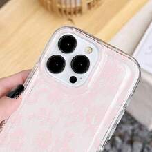 1个优雅浪漫粉色蕾丝图案透明气垫软手机壳，适用于苹果17/17 Pro Max/11/12/13/14/15/16 Pro Max - 彩色 - 查看 4